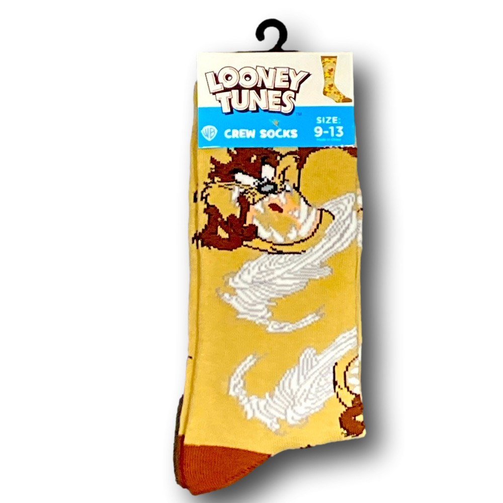 3/$20 Tasmanian Devil Looney Tunes Funny Novelty Crew Socks - NWT